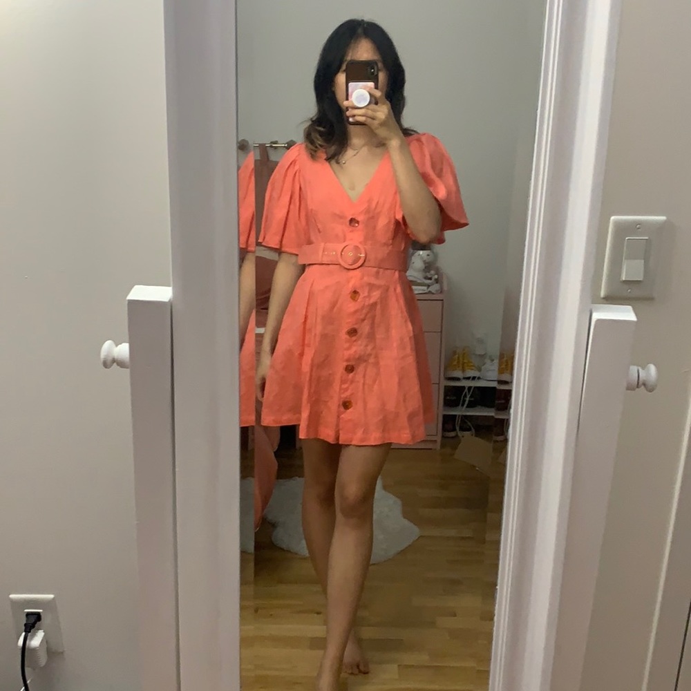 Like new Nicholas pink belted linen dress
